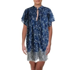 🆕 *FREE PEOPLE* navy floral and lace shift dress size xl